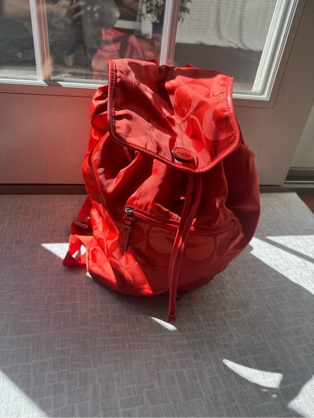 Coach Red Signature Nylon Backpack - Picture 4 of 4